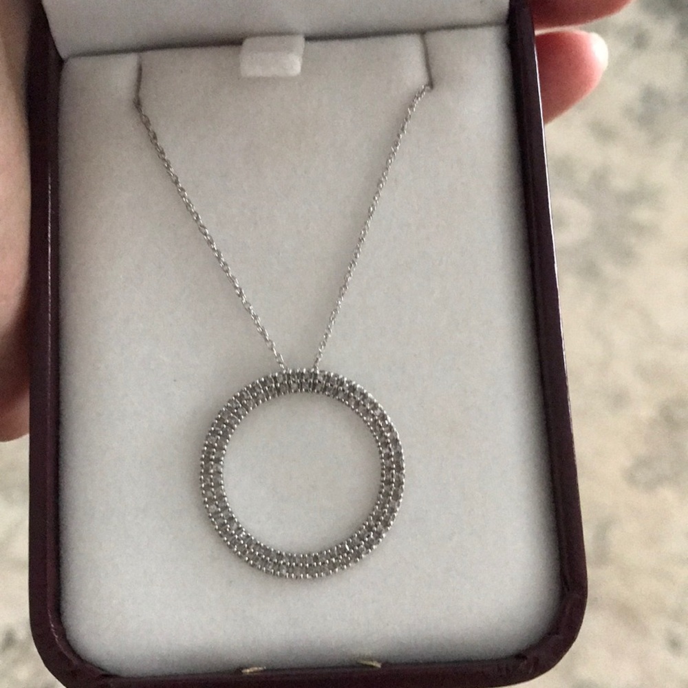 Diamond Open Circle Necklace - Picture 7 of 10